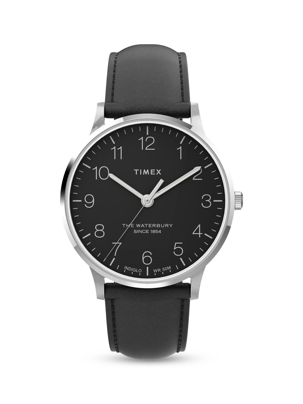 

Черные кожаные часы Waterbury 40 мм Timex, черный
