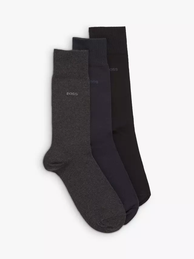 

Носки HUGO BOSS BOSS Ribbed Iconic Logo Cotton Blend 3 шт, цвет black/blue/grey