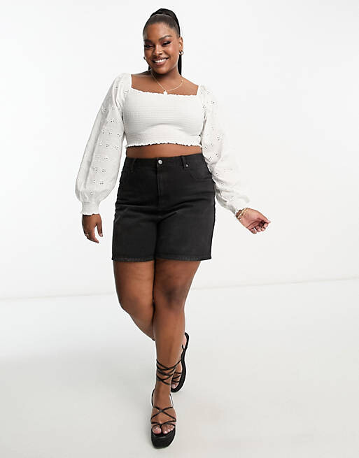 

Белый полупрозрачный топ из вышивки ASOS DESIGN Curve