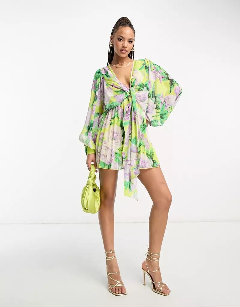 

Желтый комбинезон со складками и рукавами «летучая мышь» ASOS