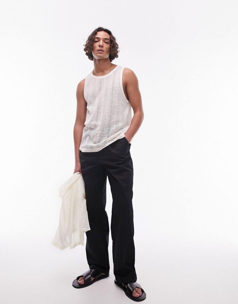 

Topman Premium – черные брюки на кулиске с широкими штанинами и складками