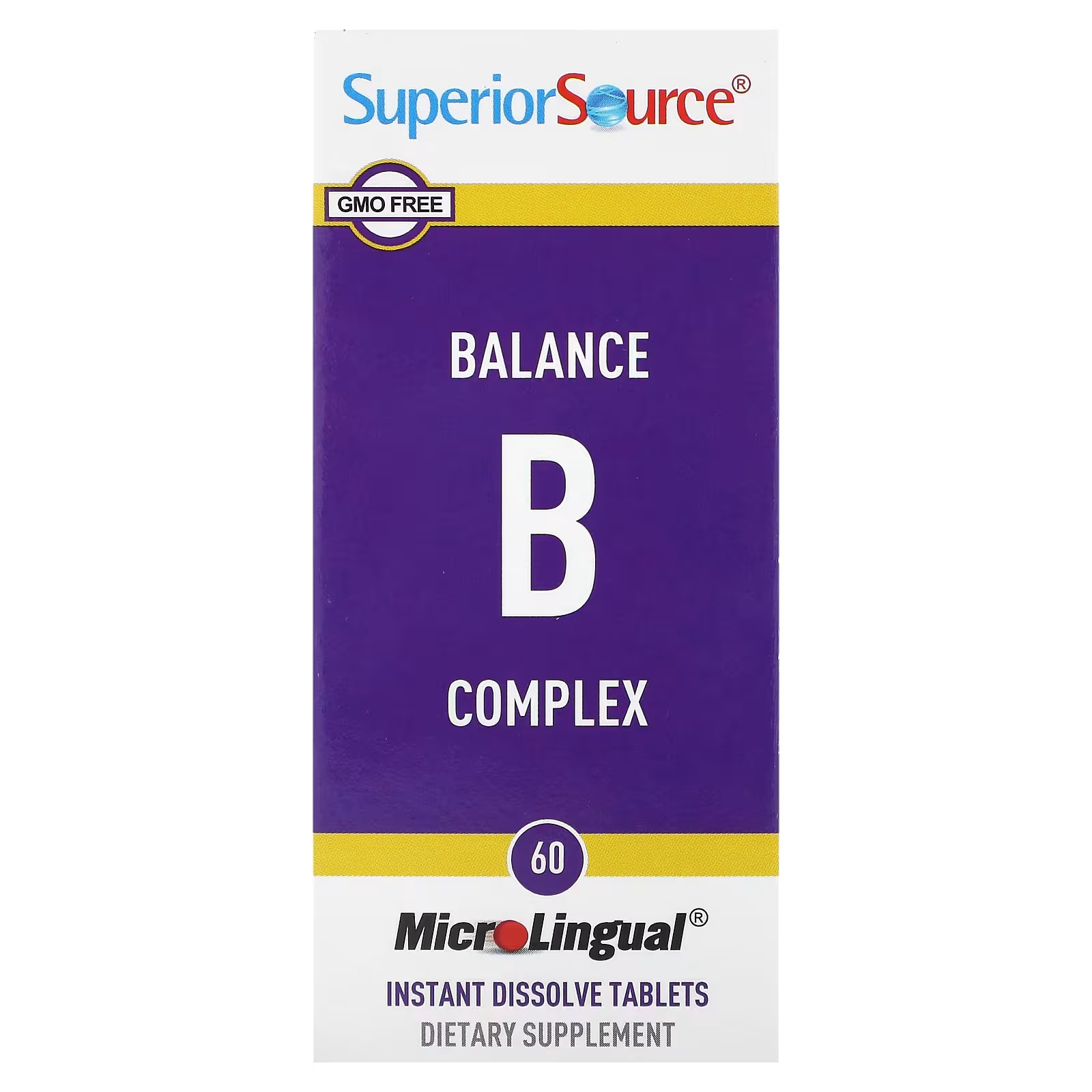 Комплекс MicroLingual Superior Source Balance B, 60 растворяющихся таблеток метилкобаламин b 12 superior source 90 растворяющихся таблеток