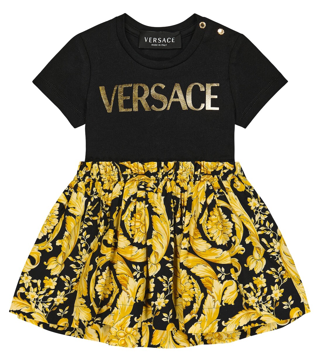 

Хлопковое платье с логотипом baby Versace Kids, черный
