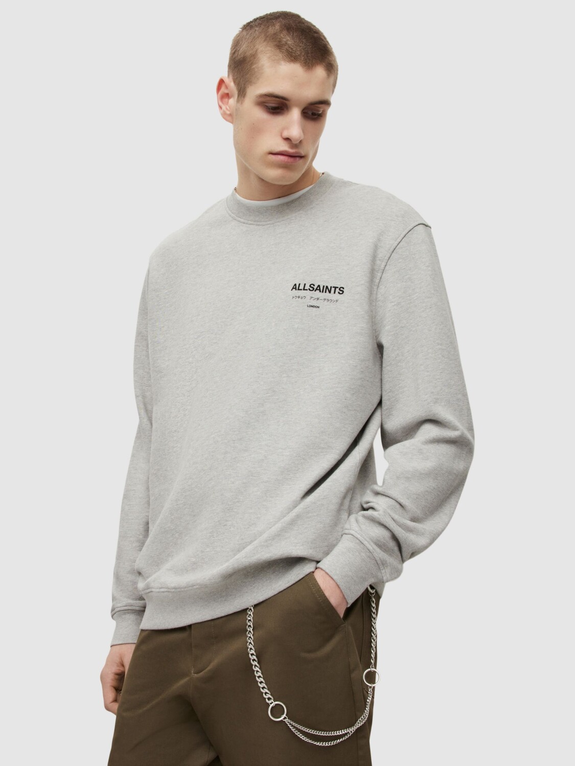 

Толстовка с круглым вырезом Underground AllSaints, серый мергель