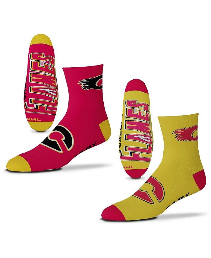 

Комплект мужских носков длиной в четверть длины Calgary Flames Team из двух пар For Bare Feet, красный