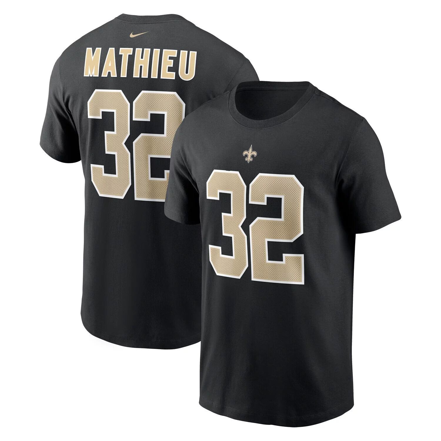

Молодежная футболка Tyrann Mathieu, черная футболка New Orleans Saints Mainliner с именем и номером игрока Outerstuff