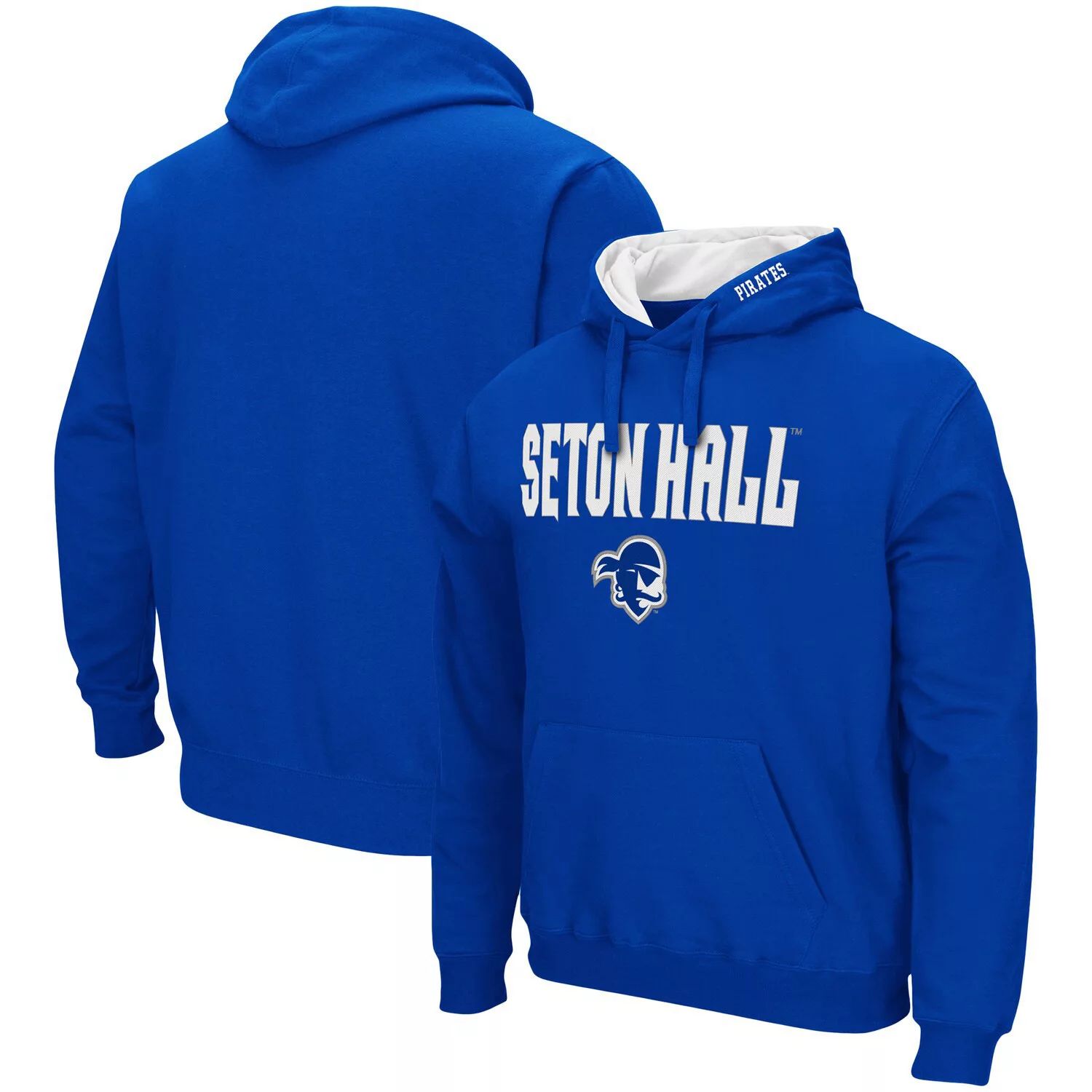 Мужской синий пуловер с капюшоном Seton Hall Pirates Arch и Logo Colosseum