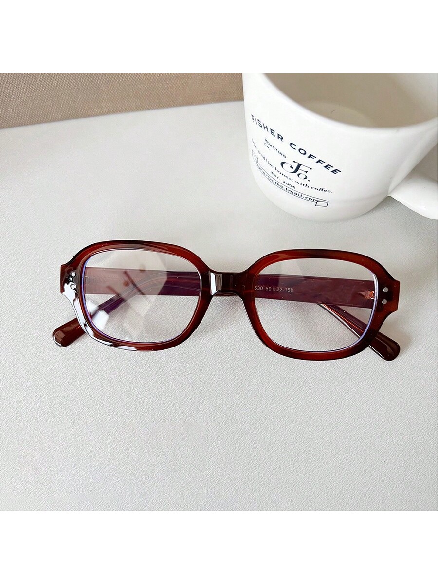Винтажные квадратные/круглые декоративные очки в толстой оправе Y2K модные красно-коричневые модные очки с леопардовым принтом