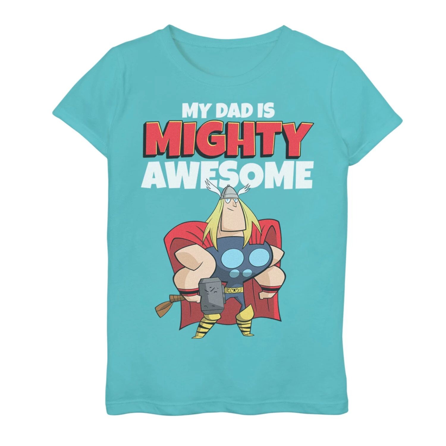 

Футболка с изображением портрета Тора для девочек 7–16 лет «Marvel Father's Day My Dad Is Mighty Awesome» Marvel