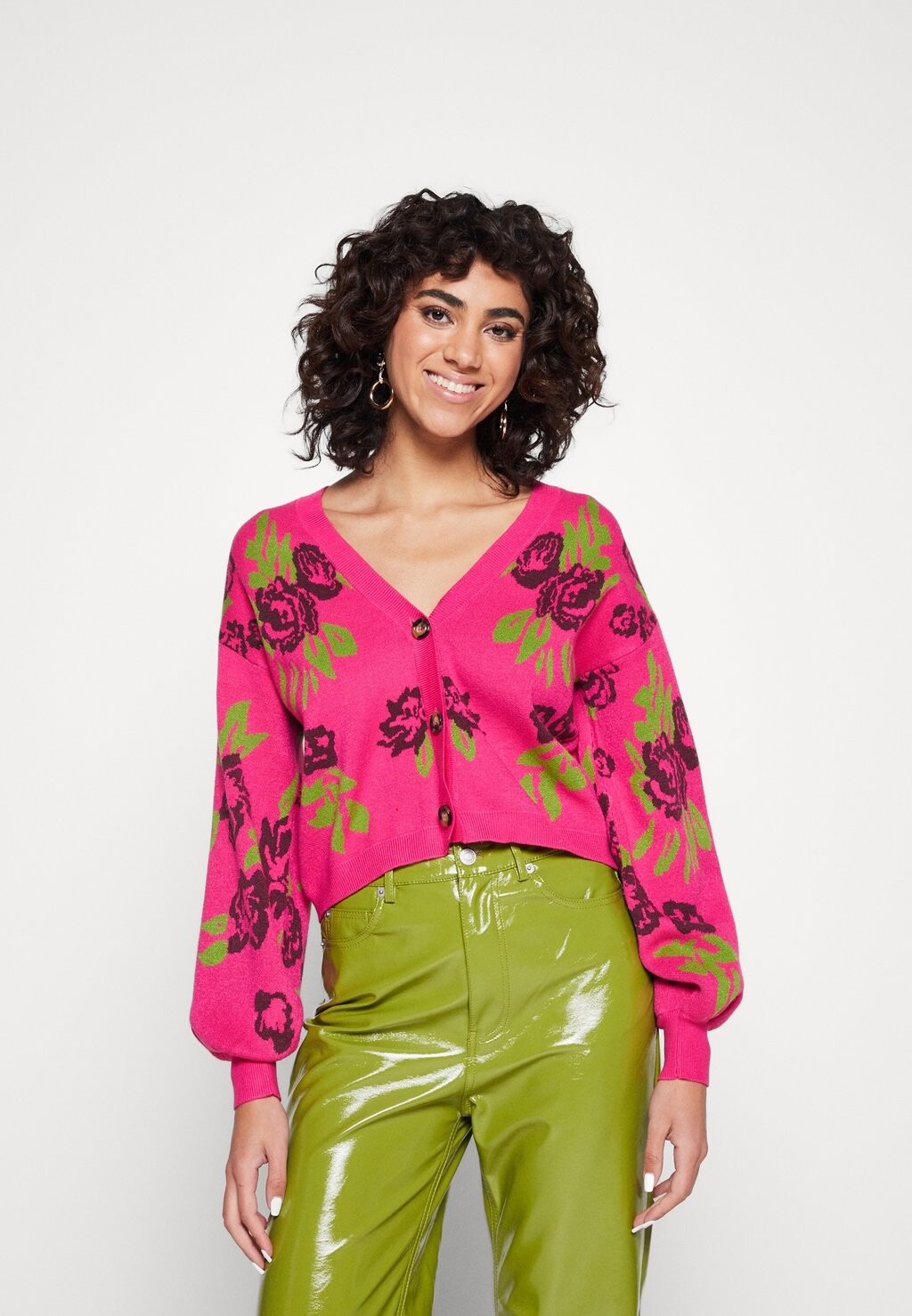 

Кардиган VILA Vizassi V-Neck Cardigan, розовый тысячелистникузор:цветы