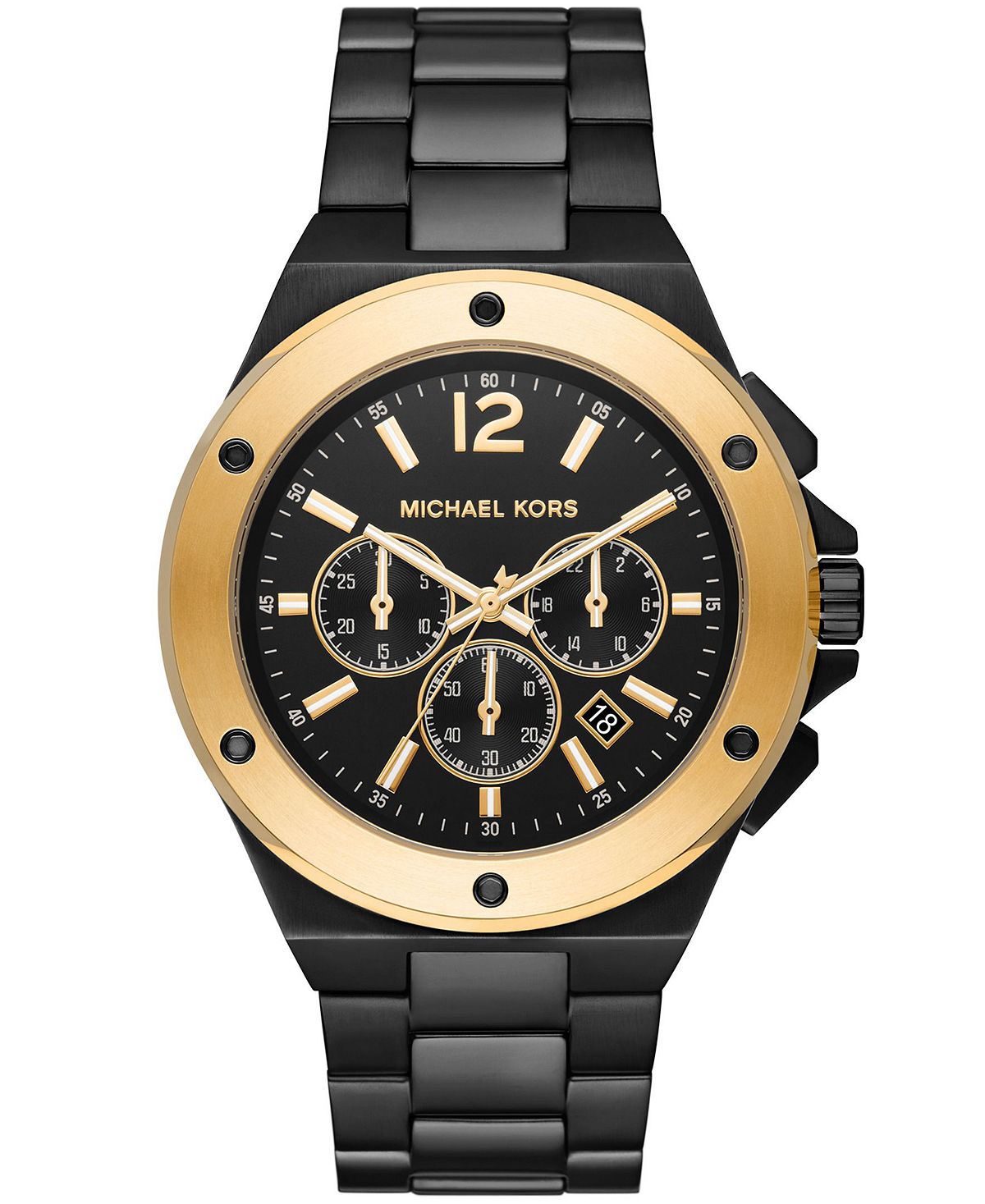 

Мужские часы Lennox Chronograph с черным браслетом из нержавеющей стали Michael Kors