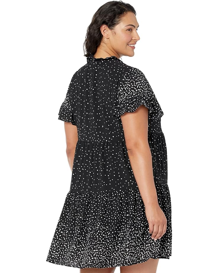 Платье DKNY Plus Size Ruffle Neck and Sleeve Dress, цвет Black/Cream цена и фото