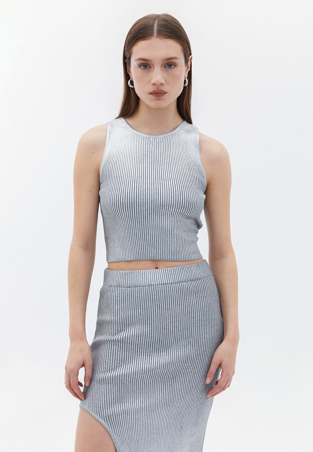 

Топ CROP MIT SCHIMMER DETAILS OXXO, цвет silver
