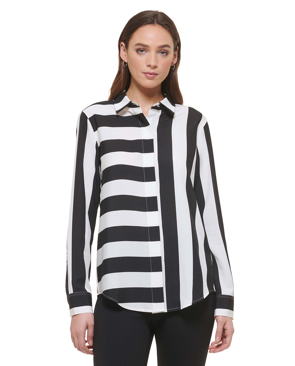 цена Разноцветная женская рубашка с круглым вырезом DKNY, мультиколор