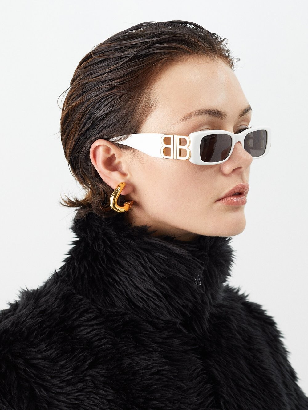 

Солнцезащитные очки прямоугольной формы из ацетата с пластинкой bb Balenciaga, белый