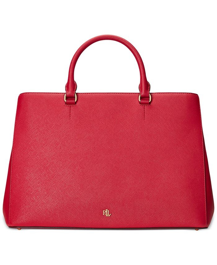 

Большая кожаная сумка-портфель Hanna Crosshatch Lauren Ralph Lauren, красный