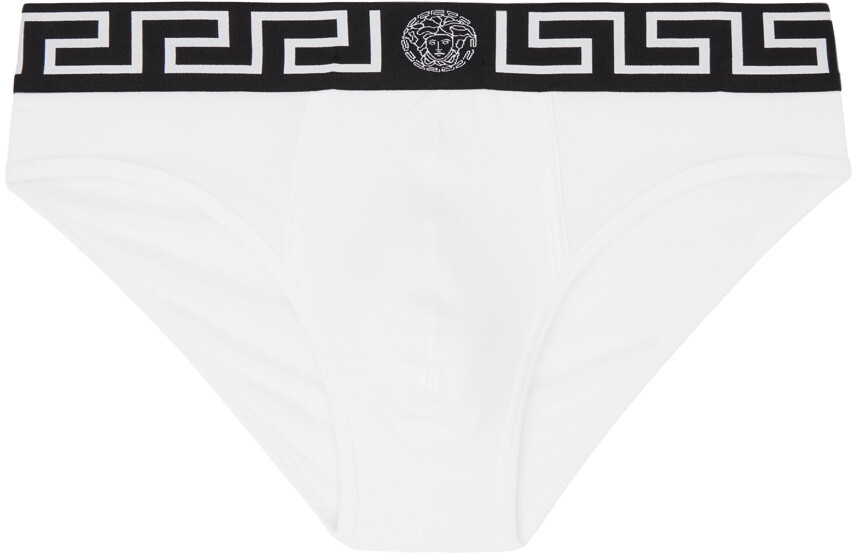 

Белые трусы с каймой греческого цвета Versace Underwear, цвет White/Black