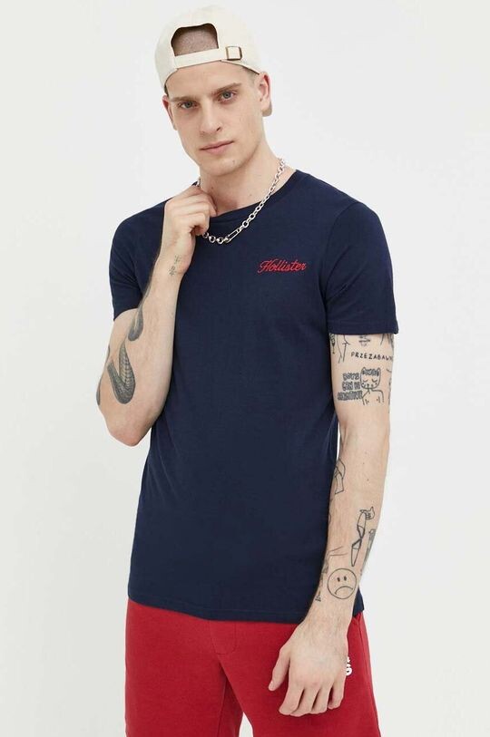 

Компания Холлистер хлопковая футболка Hollister Co., темно-синий
