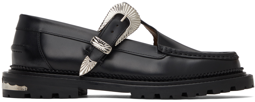 Черные лоферы с пряжкой Toga Virilis кожаные ботинки harness с декором конхо toga virilis черный