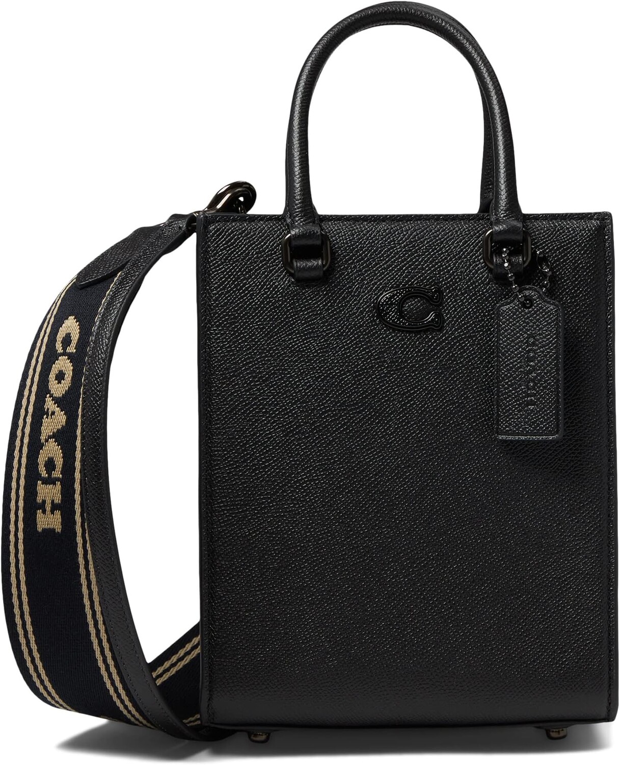 

Сумка-тоут 16 из кожи с перекрестным рисунком COACH, черный
