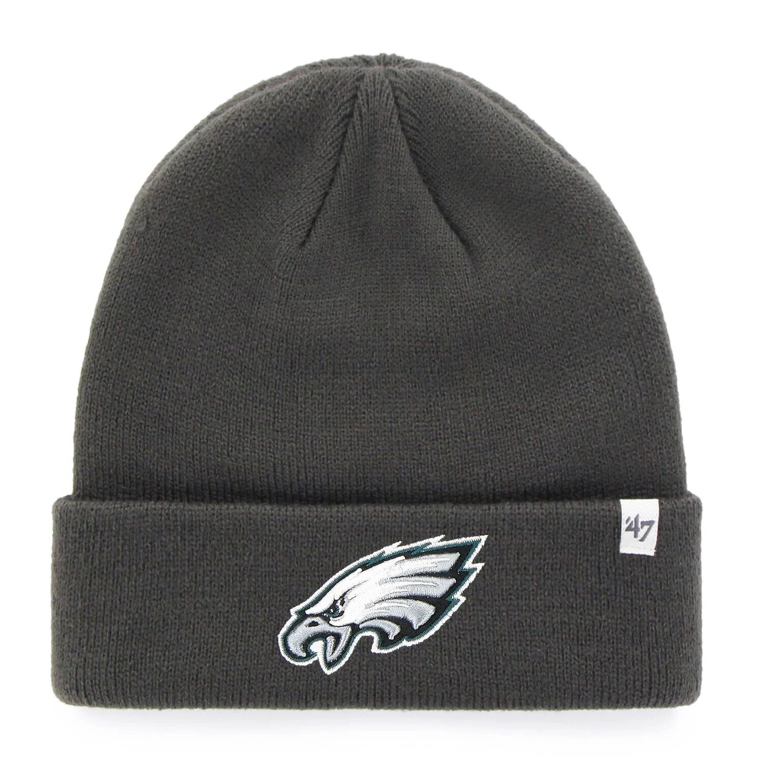 

Мужская базовая вязаная шапка с манжетами '47 Philadelphia Eagles среднего размера темно-серого цвета