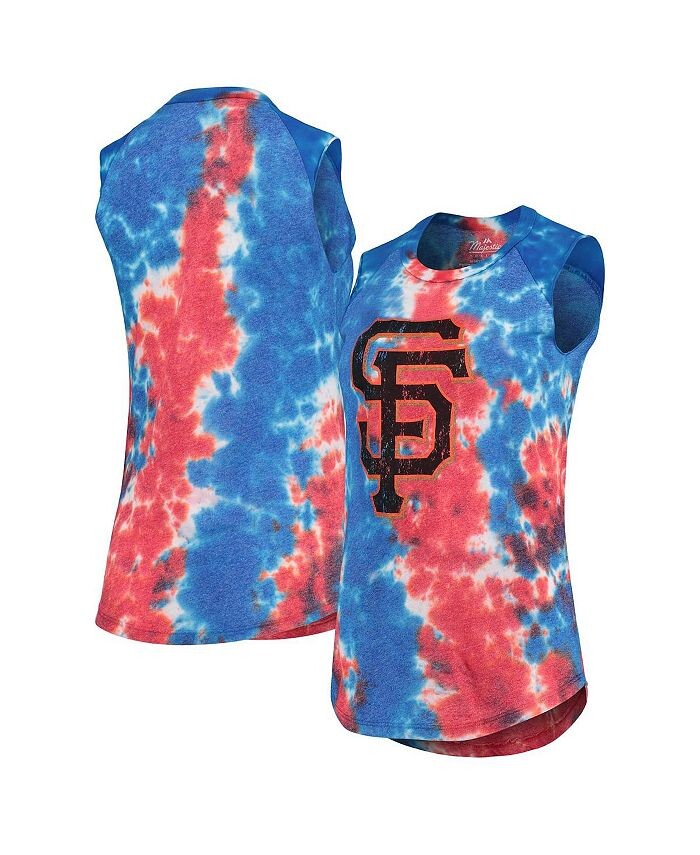 

Женская майка Tri-Blend Muscle Tri-Blend с принтом тай-дай и нитями San Francisco Giants Red, Blue Majestic, красный