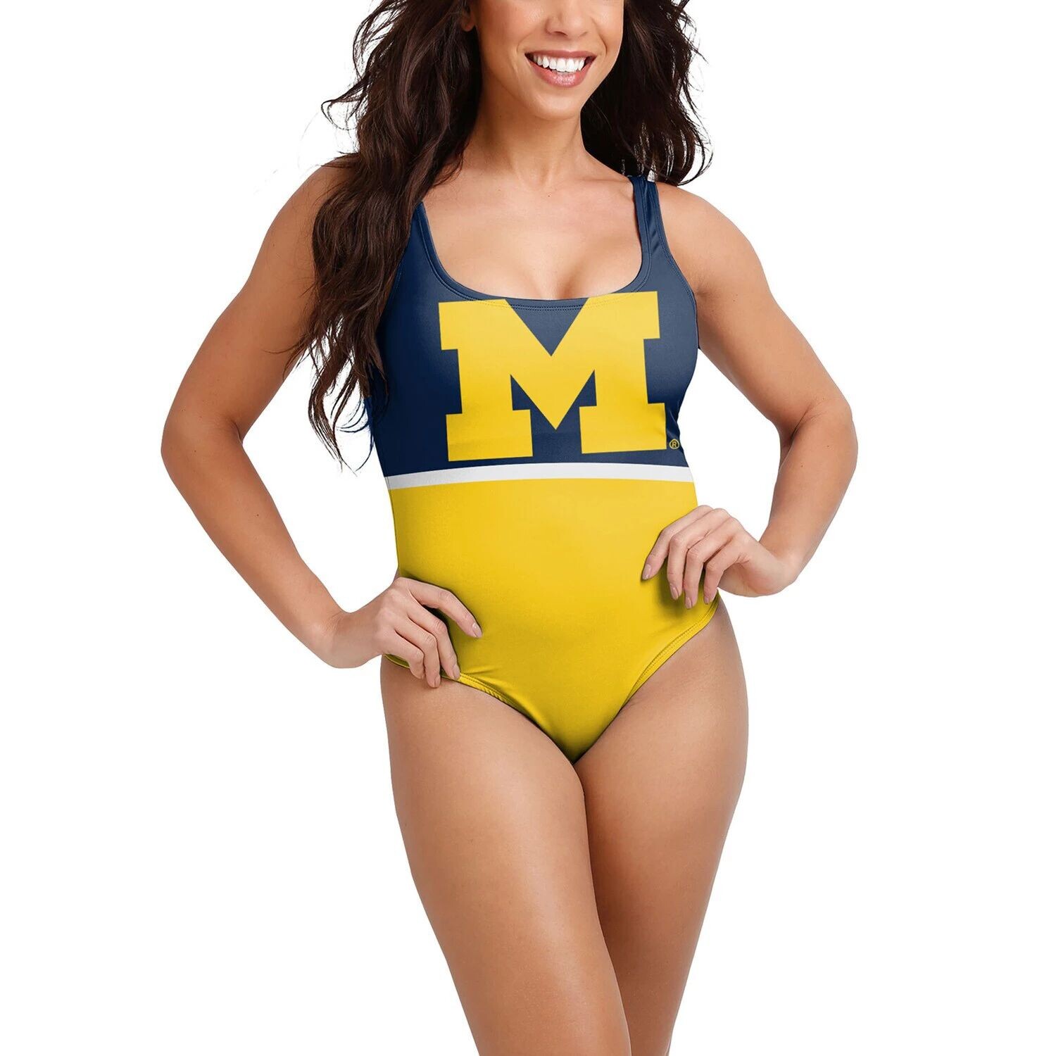 

Женский цельный купальный костюм темно-синего цвета FOCO Michigan Wolverines
