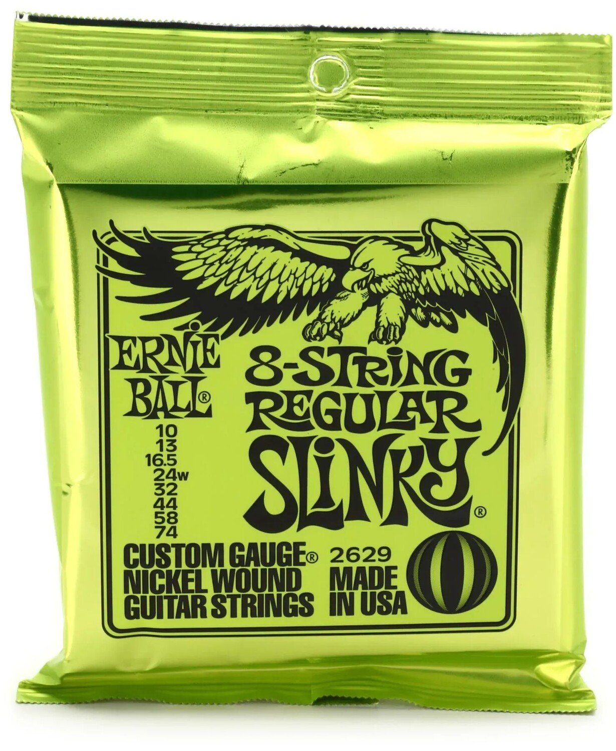 

Ernie Ball EB2629 Обычные обтягивающие струны для электрогитары с никелевой намоткой — .010-.074, 8-струнные