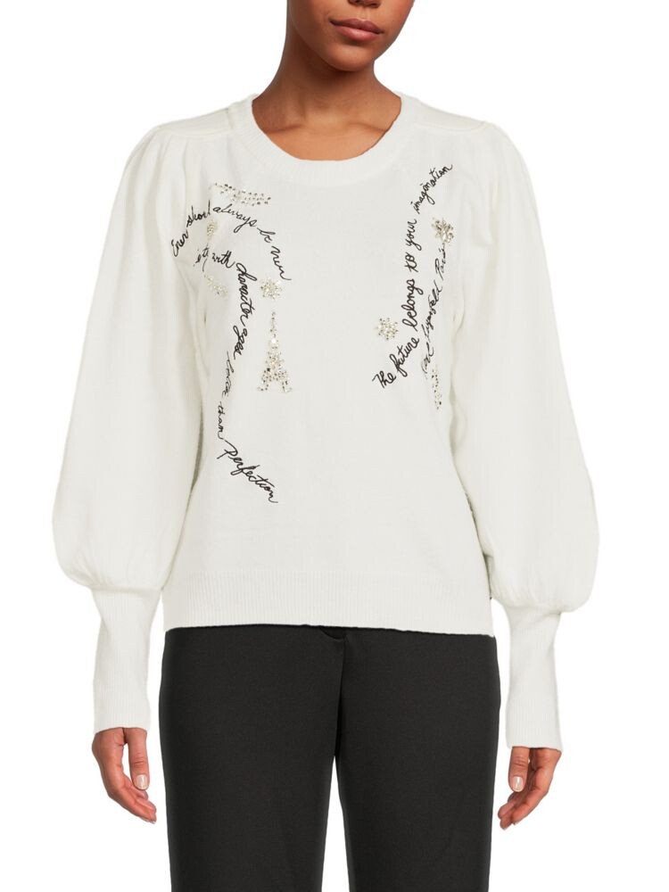 

Свитер с пышными рукавами и декором Karl Lagerfeld Paris, цвет Soft White