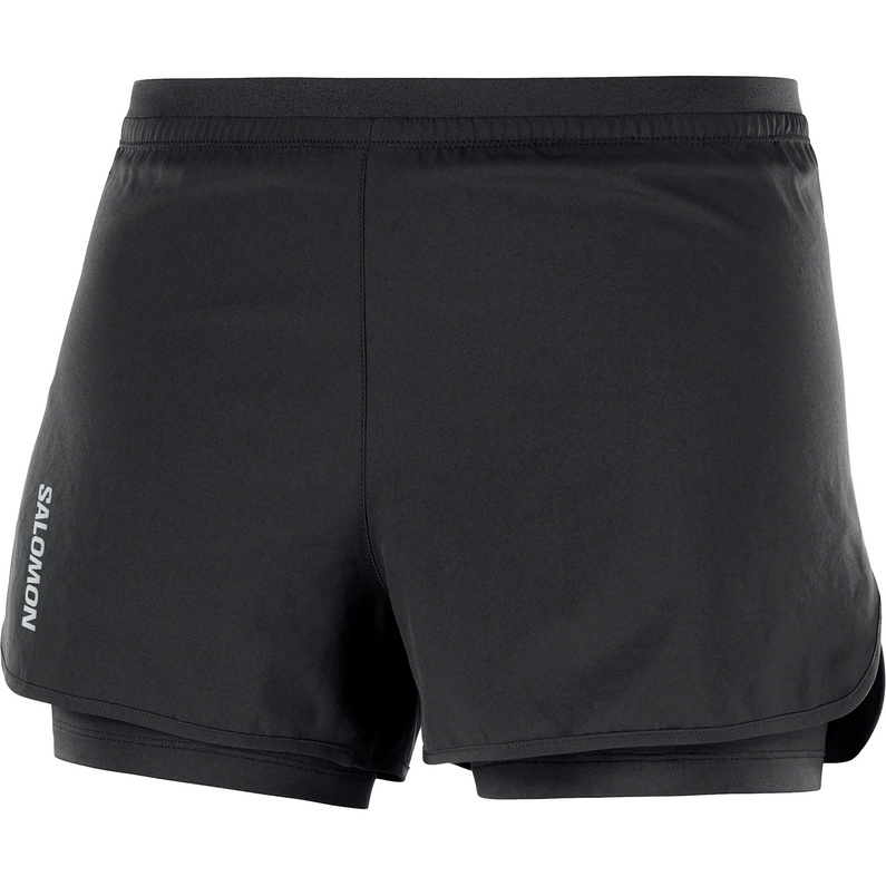 Женские шорты-кросс 2в1 Salomon, черный женские брюки в полоску сбоку 2022 черные спортивные брюки для бега женские брюки мешковатые спортивные брюки серые брюки для бега с высоко