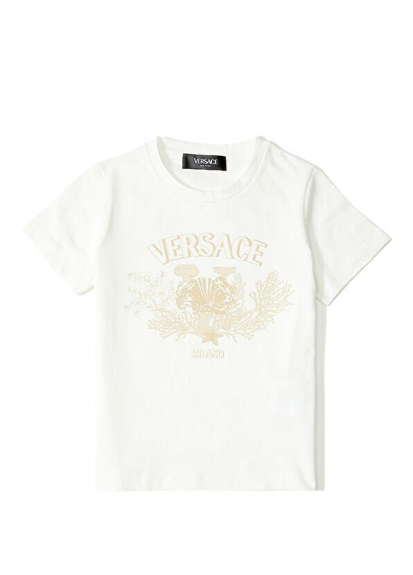 

Футболка университетского кораллового цвета для мальчика Versace, белый