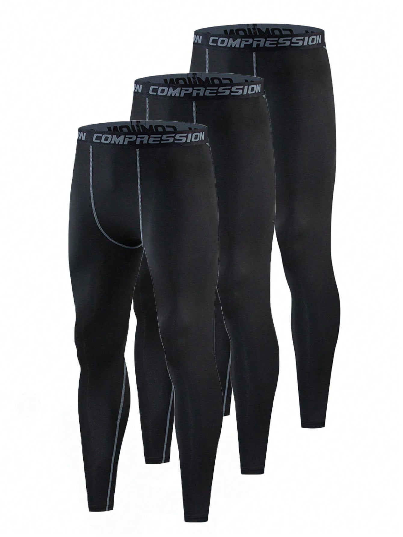 3 шт./компл. мужские компрессионные брюки для бега/фитнеса/баскетбола/велосипеда, черный