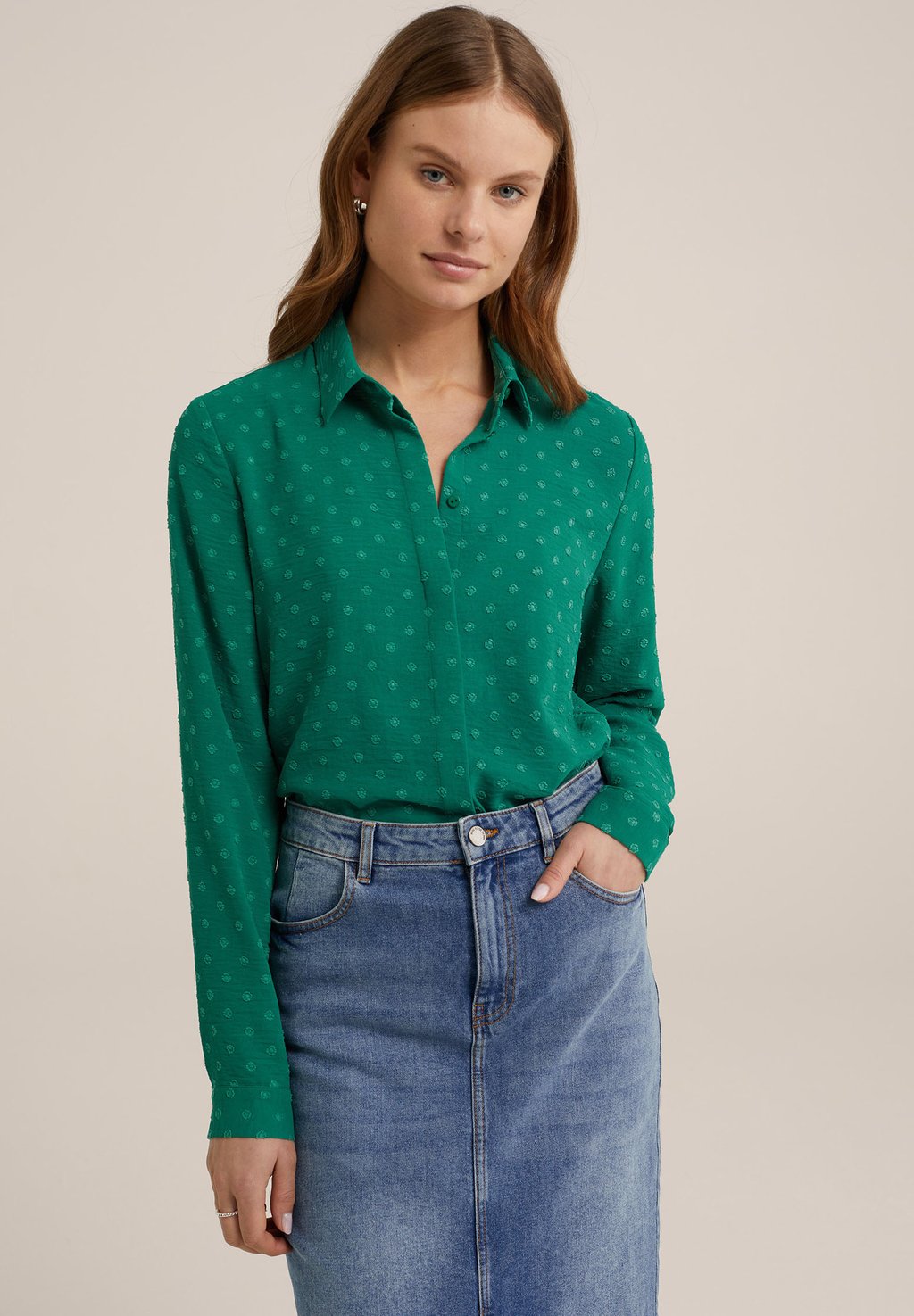 Блузка-рубашка WE Fashion, цвет green