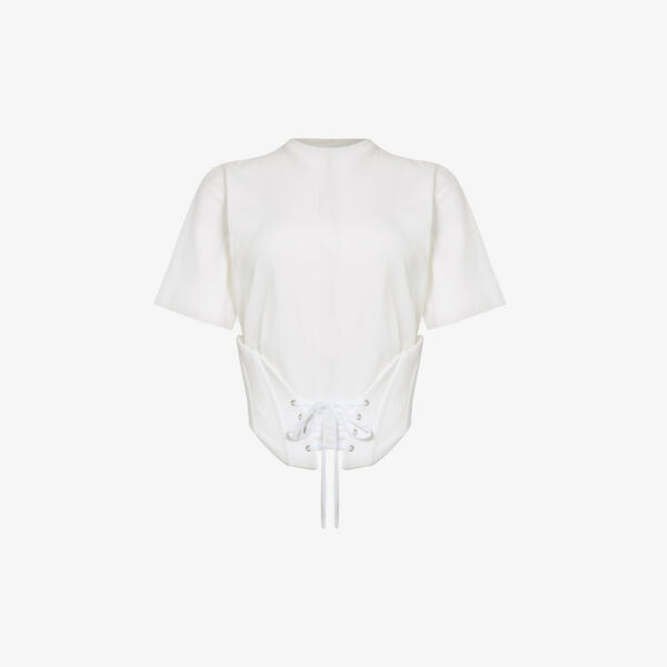 

Футболка из хлопкового джерси с корсетной вставкой Mugler, белый
