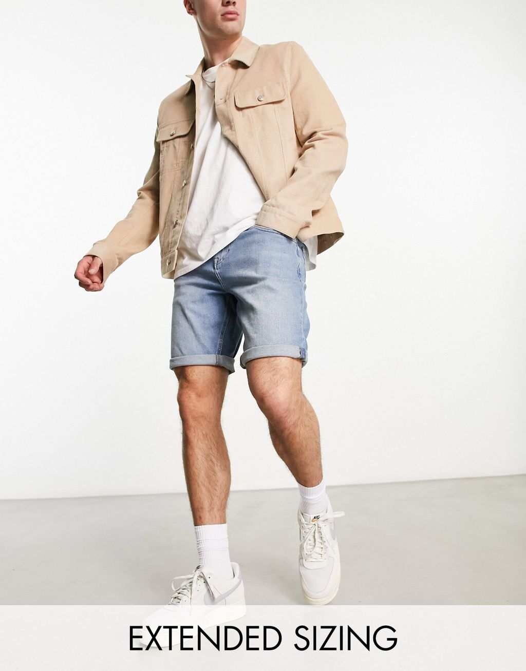 

Синие узкие джинсовые шорты средней длины ASOS DESIGN