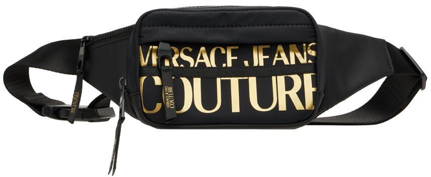 

Черно-золотая поясная сумка с логотипом Couture Versace Jeans Couture
