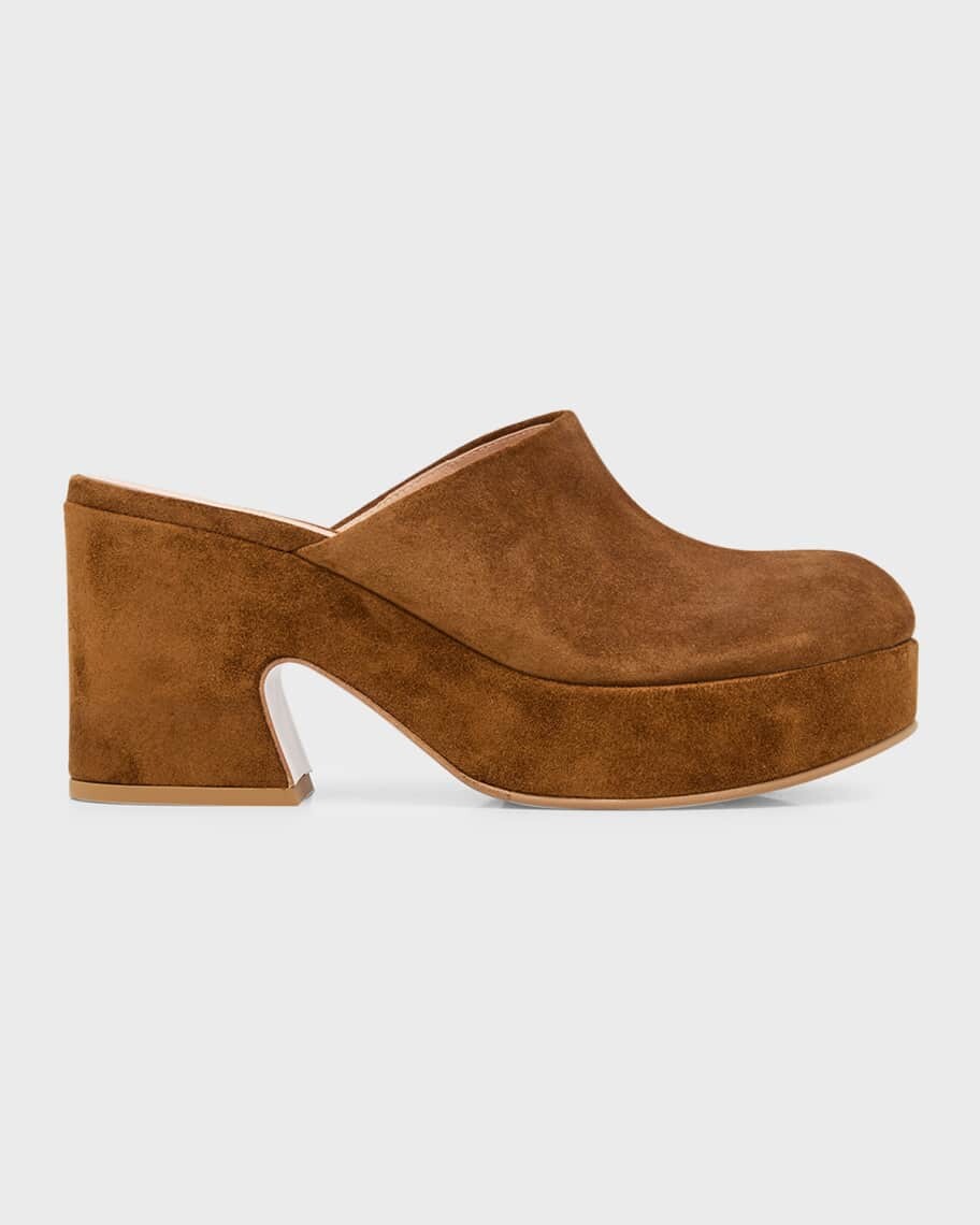 

Замшевые мюли на платформе с блочным каблуком Gianvito Rossi