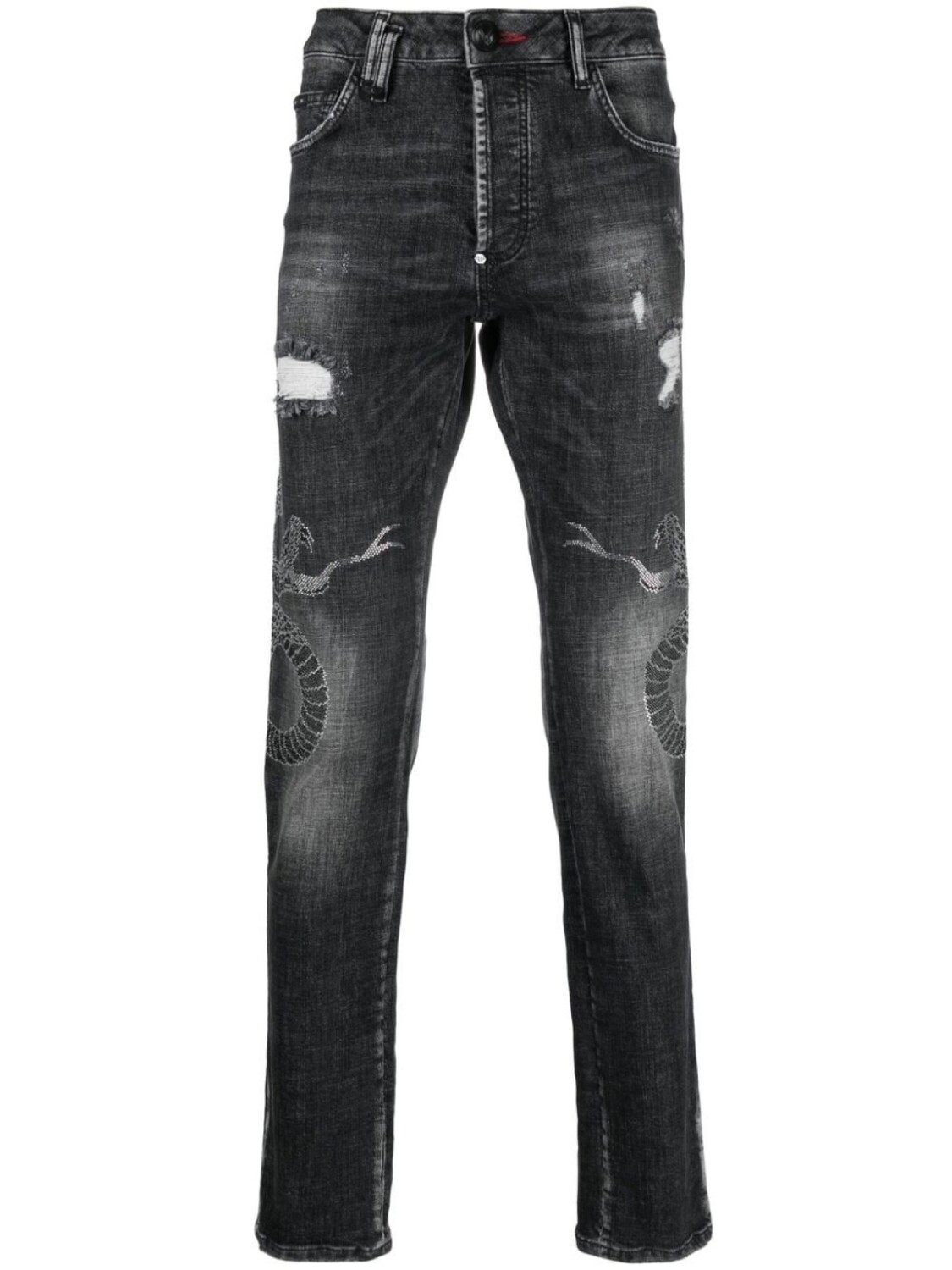 

Philipp Plein джинсы с прорезями, серый