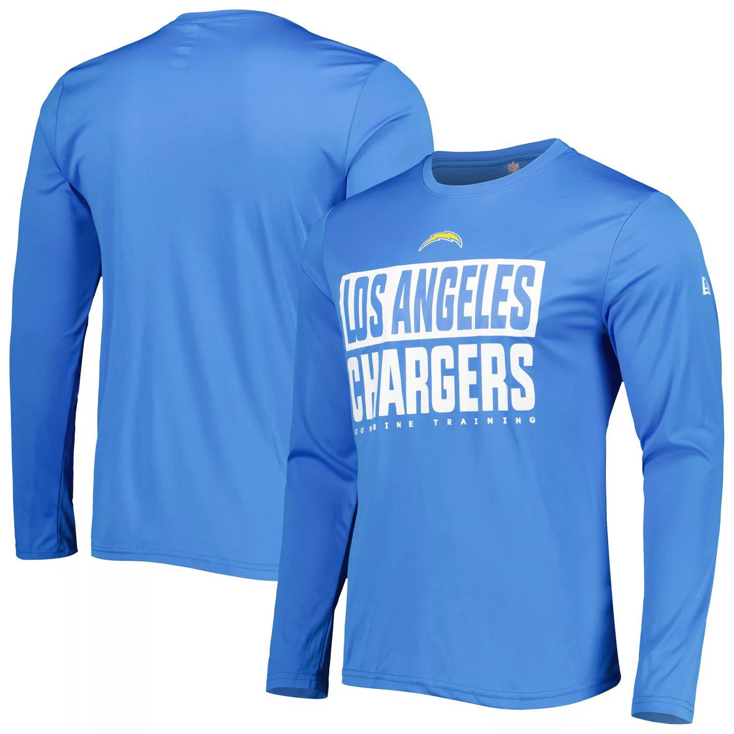 Мужская пудрово-синяя футболка Los Angeles Chargers с длинным рукавом с аутентичными офсайдами New Era