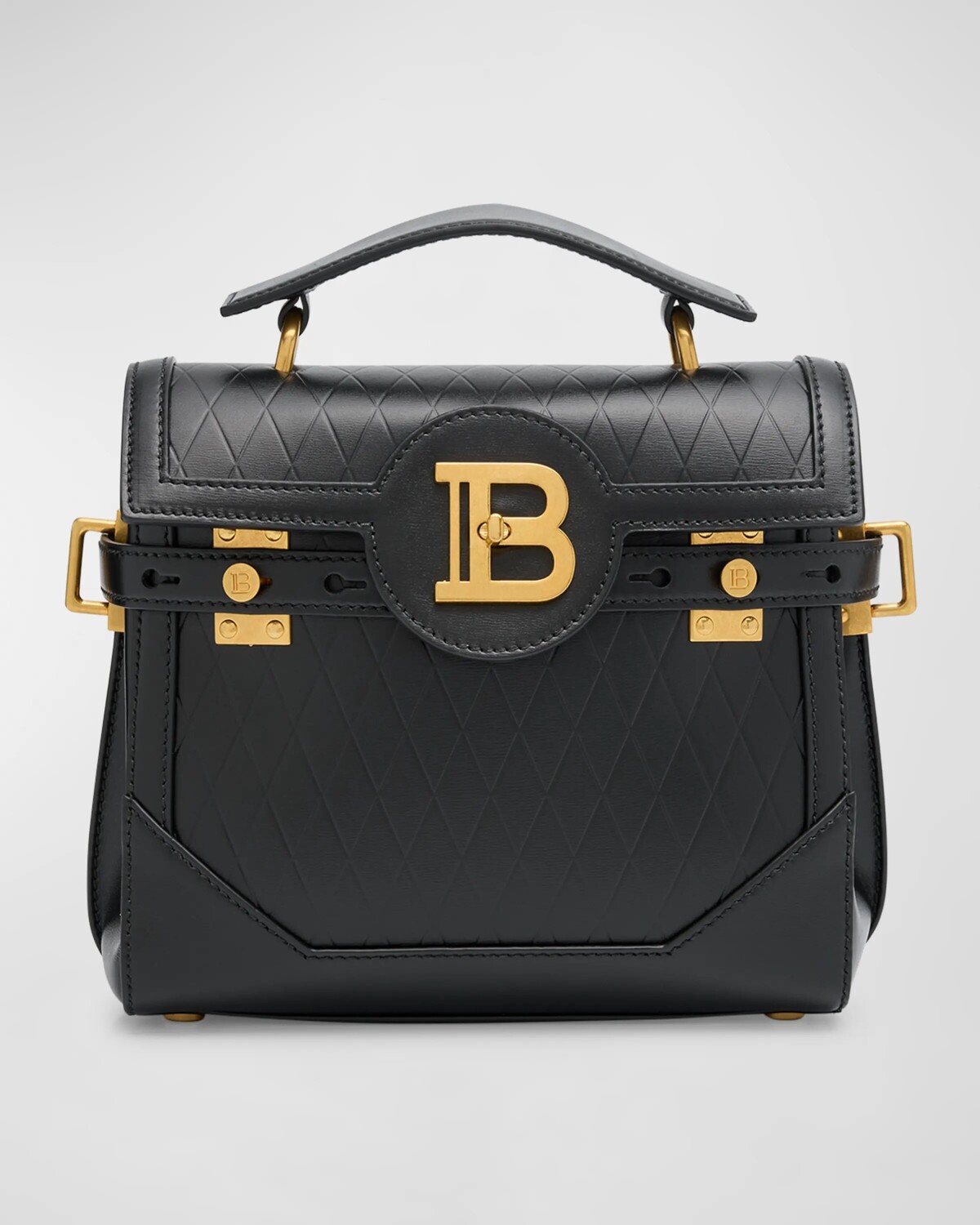

Сумка BBUzz 23 с верхней ручкой из тисненой кожи Balmain, цвет Noir