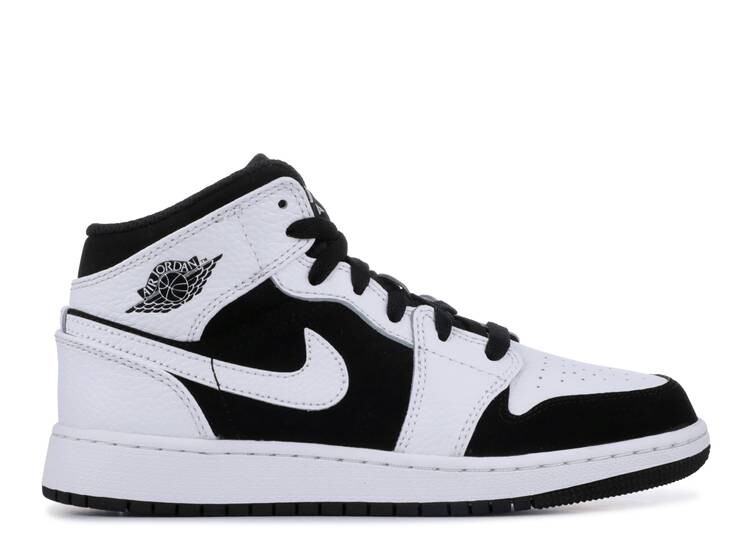 Кроссовки AIR JORDAN 1 RETRO MID GS 'WHITE', белый кроссовки air jordan 1 retro mid gs triple white белый