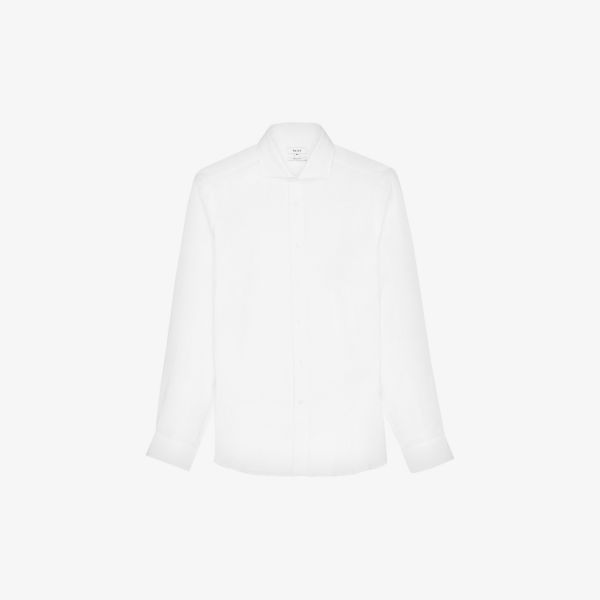 Льняная рубашка Ruban классического кроя Reiss, белый