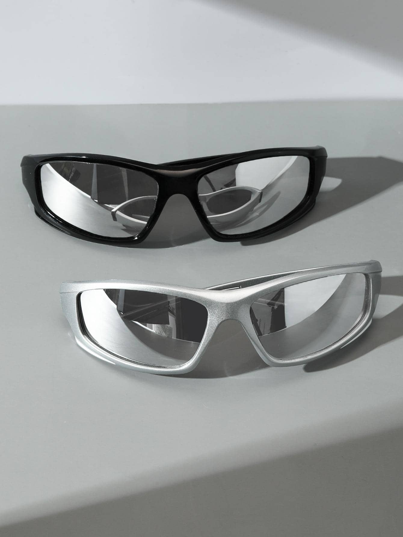 2 пары модных очков Y2K в двухцветной оправе, серебряные очки