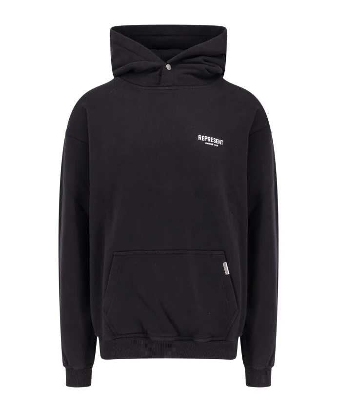 

Хлопковая толстовка с логотипом и капюшоном Represent, черный