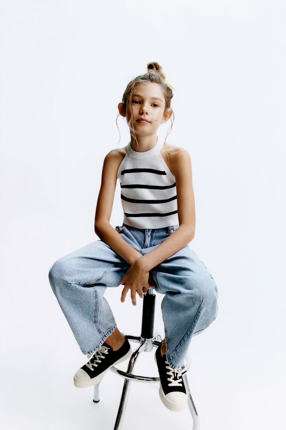 

Топ в полоску Zara, темно-синий/белый