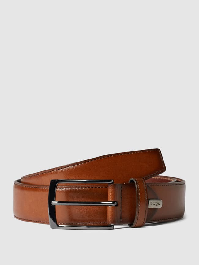 Кожаный ремень с металлической пряжкой Lloyd Men's Belts, коньячный цвет