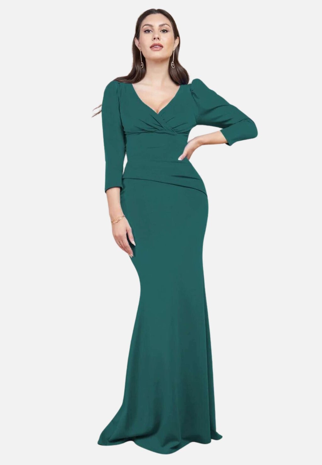 

Платье макси FRONT WRAP PLEATED Goddiva, темно-зеленый