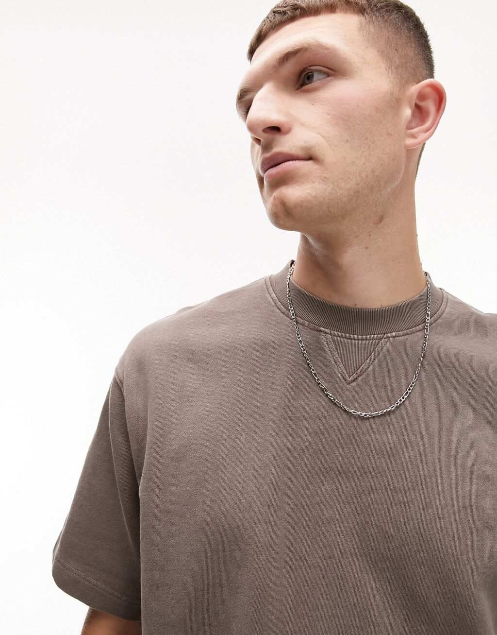 

Коричневая толстовка оверсайз с короткими рукавами Topman, Коричневый