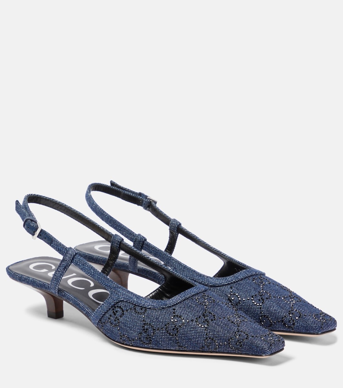 

Джинсовые туфли на пятке с декором gg Gucci, синий