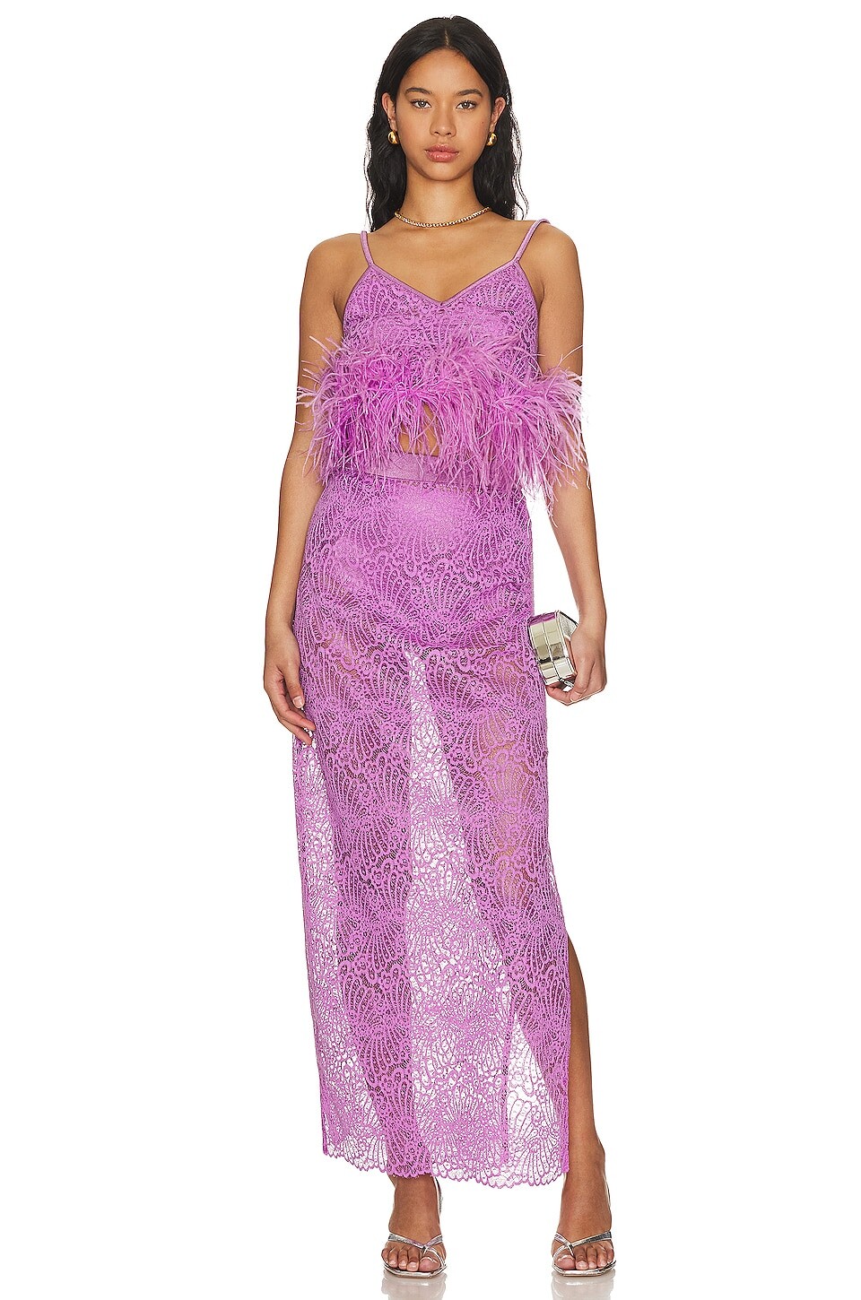

Топ ADRIANA DEGREAS Guipure and Skirt Set, фиолетовый